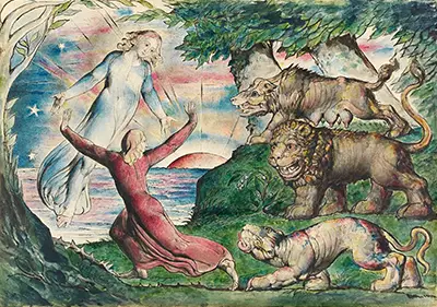 Dante Running from the Three Beasts William Blake